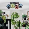 Koyoto ceiling light, globe light blue, green, coppery, 4-light sources