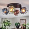 Koyoto ceiling light, globe light blue, green, clear, coppery, 4-light sources