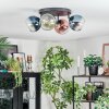 Koyoto ceiling light, globe light blue, green, clear, coppery, 4-light sources