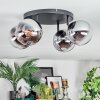 Gastor ceiling light, globe light chrome, clear, Smoke-coloured, 4-light sources