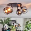Gastor ceiling light, globe light chrome, clear, Smoke-coloured, 4-light sources