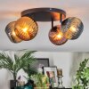 Koyoto ceiling light, globe light blue, gold, coppery, 4-light sources