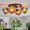 Koyoto ceiling light, globe light blue, gold, green, coppery, 4-light sources