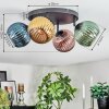 Koyoto ceiling light, globe light blue, gold, green, coppery, 4-light sources