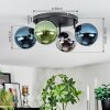 Gastor ceiling light, globe light blue, chrome, green, Smoke-coloured, 4-light sources