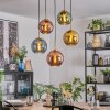 Koyoto hanging light, globe light, pendant light gold, black, 5-light sources