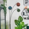 Ripoll globe light, floor lamp blue, green, coppery, 3-light sources