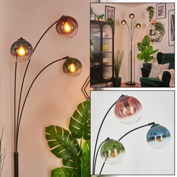 Gastor globe light, floor lamp blue, green, clear, coppery, 3-light sources