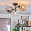 Koyoto ceiling light, globe light Amber, chrome, clear, Smoke-coloured, 3-light sources