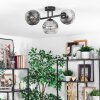 Ripoll ceiling light, globe light chrome, clear, Smoke-coloured, 3-light sources