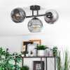 Ripoll ceiling light, globe light chrome, clear, Smoke-coloured, 3-light sources