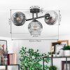 Ripoll ceiling light, globe light chrome, clear, Smoke-coloured, 3-light sources