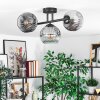 Ripoll ceiling light, globe light chrome, clear, Smoke-coloured, 3-light sources