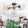 Koyoto ceiling light, globe light Amber, clear, 3-light sources