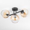 Koyoto ceiling light, globe light Amber, clear, 3-light sources