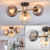Koyoto ceiling light, globe light gold, black, 3-light sources