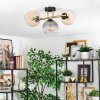 Koyoto ceiling light, globe light gold, black, 3-light sources