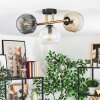 Ripoll ceiling light, globe light gold, black, 3-light sources