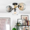 Ripoll ceiling light, globe light gold, black, 3-light sources