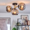 Ripoll ceiling light, globe light gold, black, 3-light sources