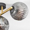Ripoll ceiling light, globe light gold, black, 3-light sources