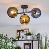 Koyoto ceiling light, globe light blue, gold, green, 3-light sources