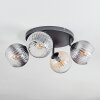 Koyoto ceiling light, globe light Amber, clear, Smoke-coloured, 4-light sources