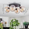 Koyoto ceiling light, globe light Amber, clear, 4-light sources