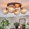 Koyoto ceiling light, globe light Amber, clear, 4-light sources
