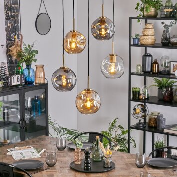 Ripoll hanging light, globe light, pendant light gold, black, 5-light sources