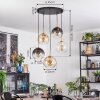 Koyoto hanging light, globe light, pendant light gold, black, 5-light sources