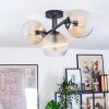 Koyoto ceiling light, globe light Amber, clear, 3-light sources