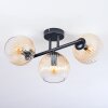 Koyoto ceiling light, globe light Amber, clear, 3-light sources