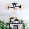 Koyoto ceiling light, globe light Amber, clear, 3-light sources