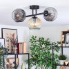 Ripoll ceiling light, globe light Amber, clear, Smoke-coloured, 3-light sources