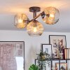 Ripoll ceiling light, globe light Amber, clear, 3-light sources