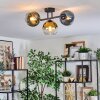 Koyoto ceiling light, globe light blue, gold, green, clear, 3-light sources