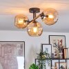 Koyoto ceiling light, globe light Amber, 3-light sources