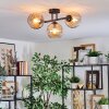 Koyoto ceiling light, globe light Amber, 3-light sources
