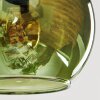 Koyoto ceiling light, globe light blue, green, coppery, 3-light sources