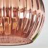 Koyoto ceiling light, globe light blue, gold, coppery, 3-light sources