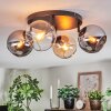 Koyoto ceiling light, globe light Amber, chrome, clear, Smoke-coloured, 4-light sources