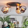 Koyoto ceiling light, globe light Amber, chrome, clear, Smoke-coloured, 4-light sources