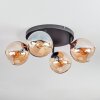 Koyoto ceiling light, globe light Amber, 4-light sources