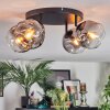 Ripoll ceiling light, globe light clear, Smoke-coloured, 4-light sources