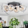 Koyoto ceiling light, globe light Amber, clear, 4-light sources