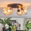 Koyoto ceiling light, globe light Amber, clear, 4-light sources