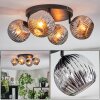 Ripoll ceiling light, globe light chrome, Smoke-coloured, 4-light sources