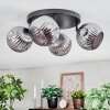 Ripoll ceiling light, globe light chrome, Smoke-coloured, 4-light sources