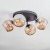 Ripoll ceiling light, globe light Amber, 4-light sources